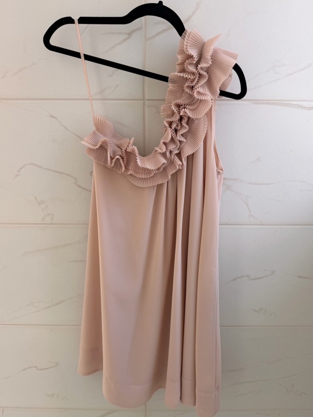 H&M Blush Pink Pleated Ruffle Dress